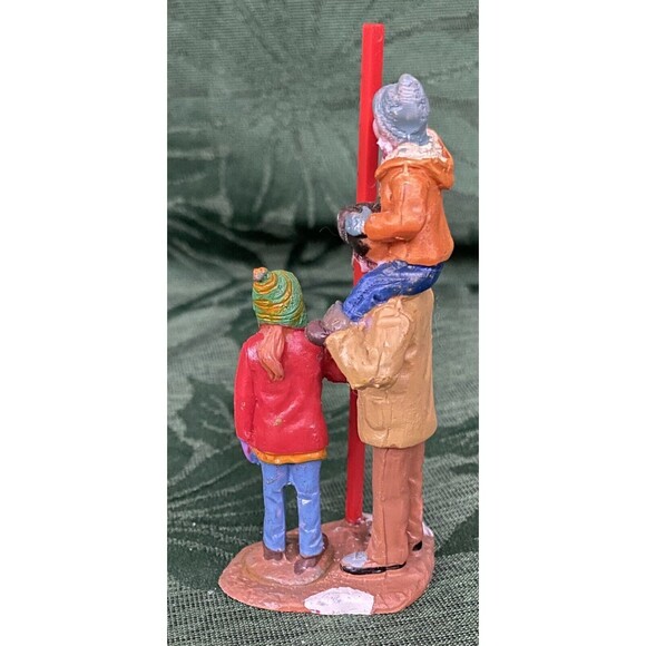Christmas Village Figurine Family Measures Snow Gauge Dad Mom Boy Figure RARE - Picture 4 of 6